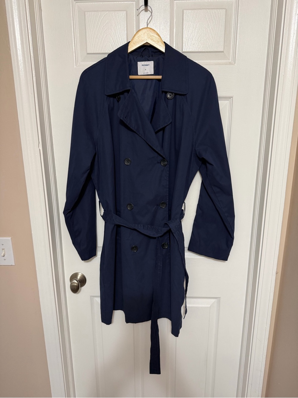 Old Navy Water-Resistant Navy Blue Trench Coat Womens Size XLarge Career Office